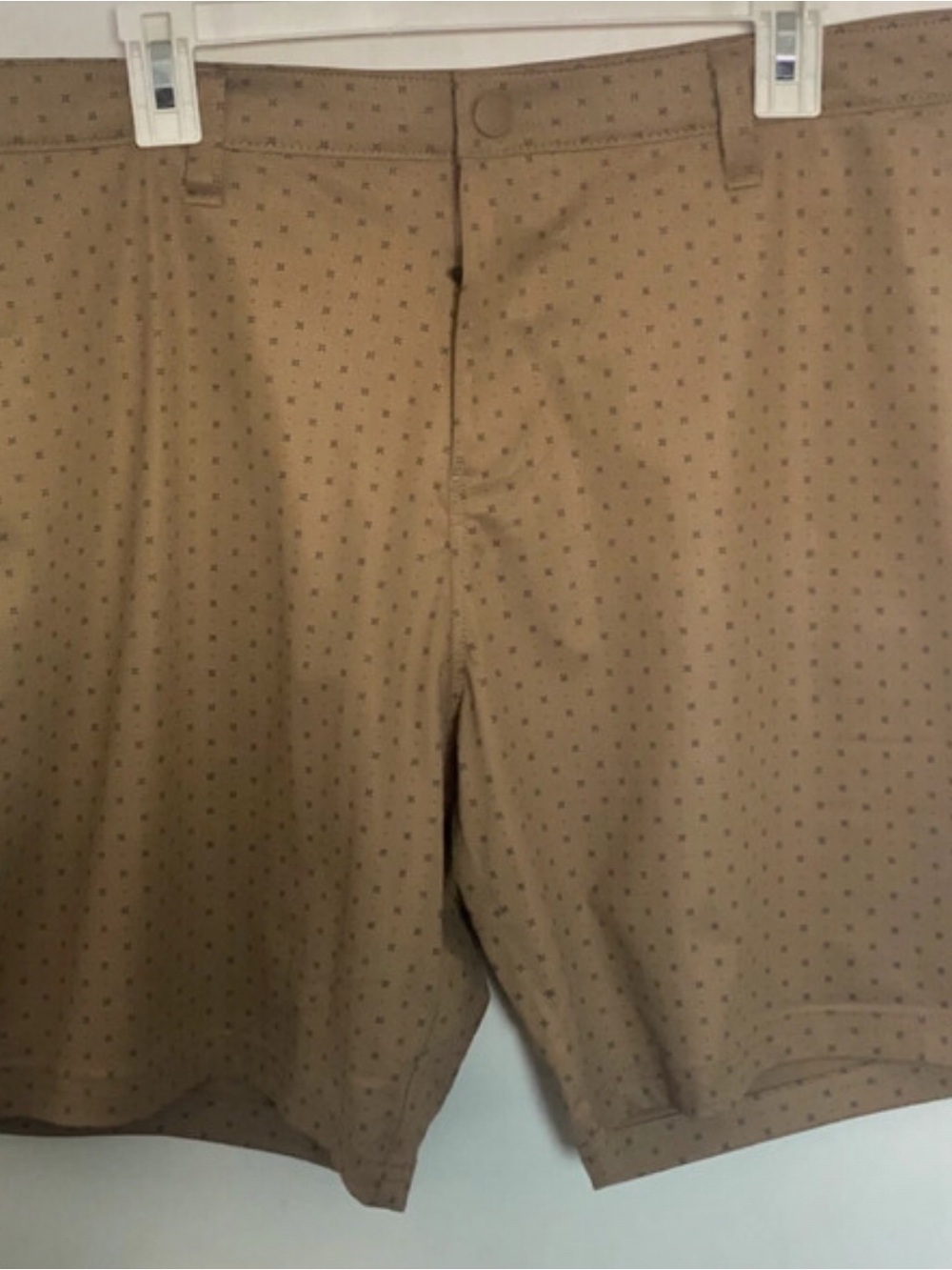 Men's Flat-Front Shorts in Tan with Micro Dot Pattern